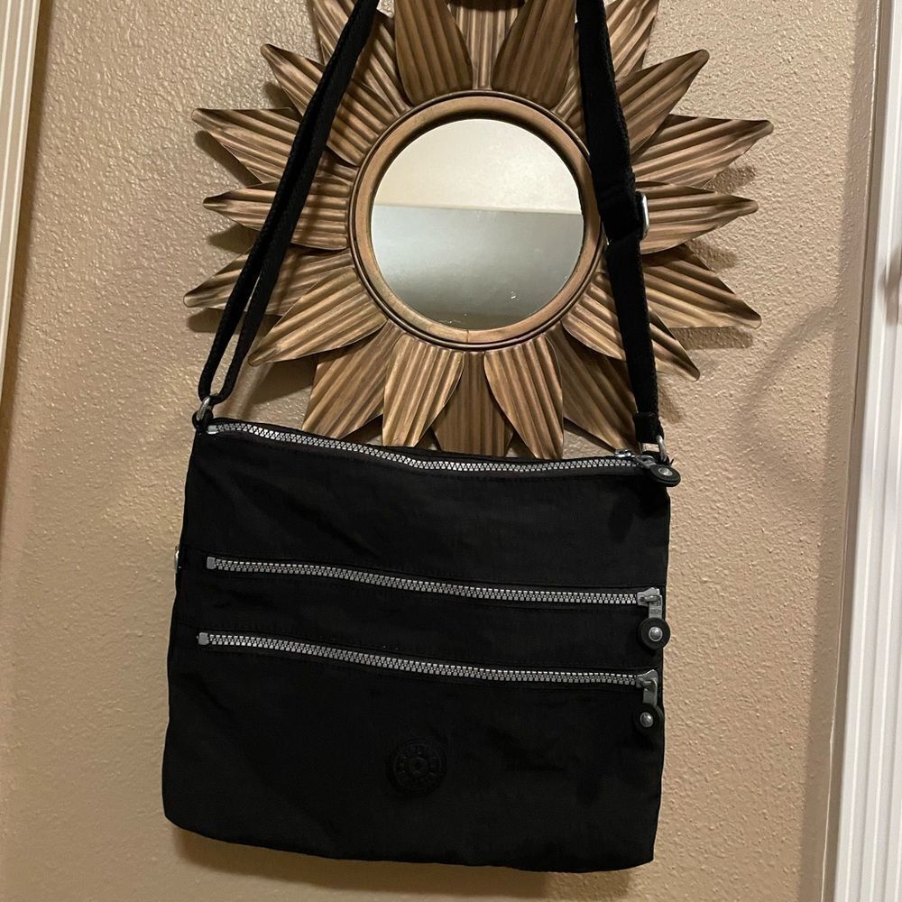 Kipling Black 3 Zippered Crossbody Purse